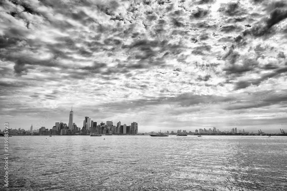 Panorama of Hudson River and Lower Manhattan in New York City