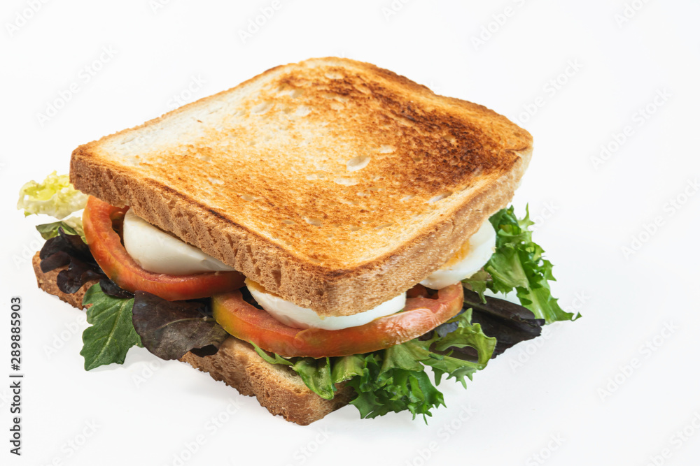 Egg sandwich with tomato and lettuce