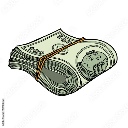 One hundred dollars bundle of banknotes gum