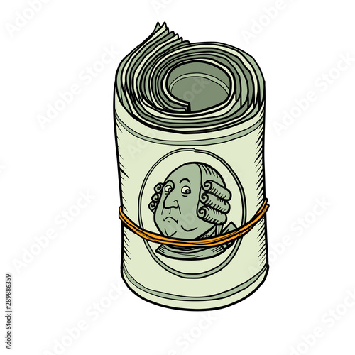 One hundred dollars bundle of banknotes gum