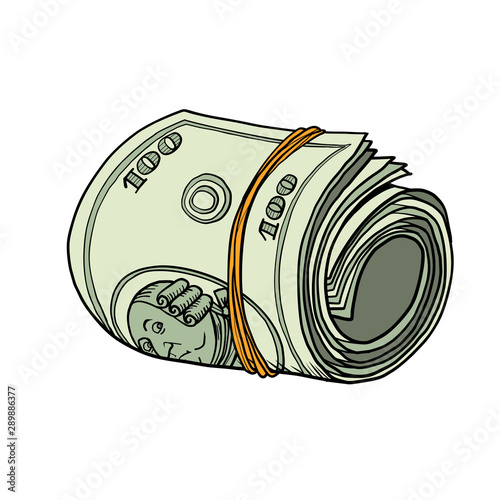 One hundred dollars bundle of banknotes gum