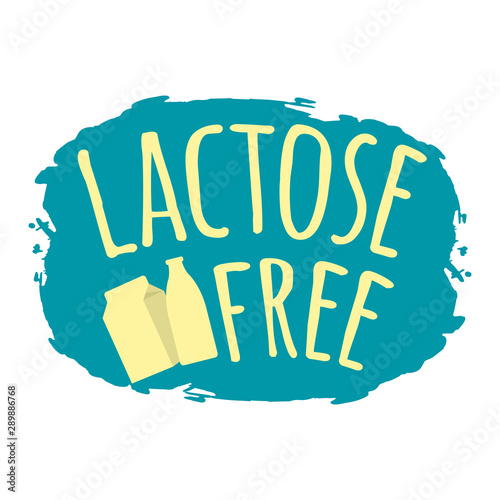 Lactose Free label. Healthy and Organic Food. Font with Brush. Food Intolerance Symbols and Badges. Vector illustration icon