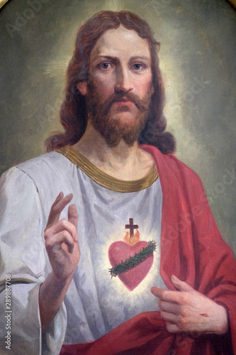 Sacred Heart of Jesus, altarpiece in the church of St. Agatha in Schmerlenbach, Germany photo