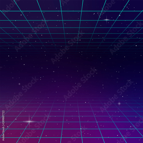 80s Retro Space Background Vintage style poster