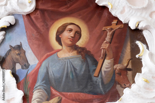 Saint Agatha, fresco in the church of St. Agatha in Schmerlenbach, Germany photo