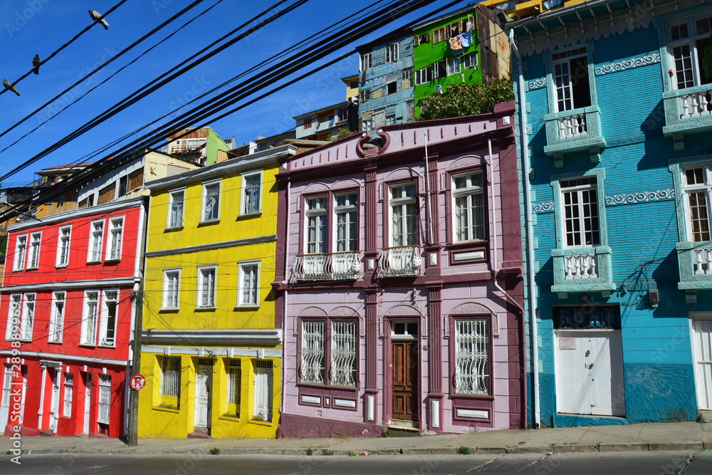 Ville colorée Valparaiso Chili - obrazy, fototapety, plakaty 