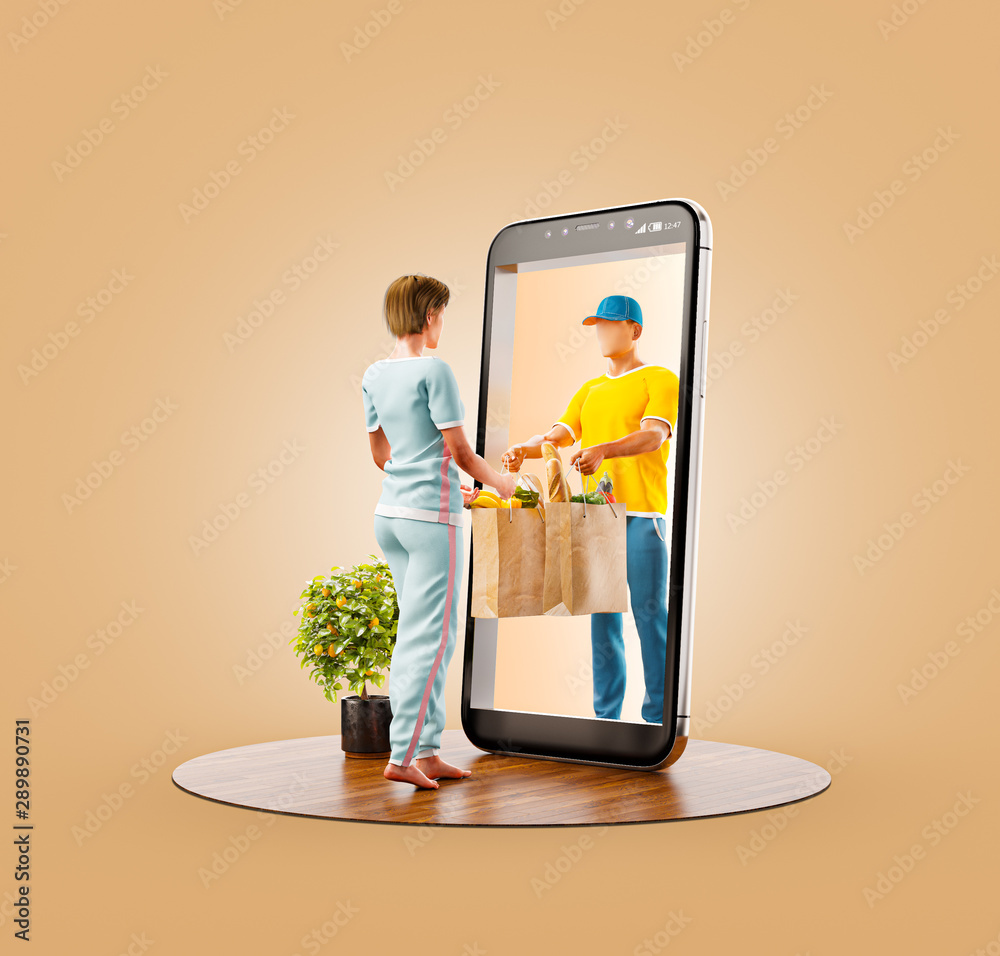 Fotografie Unusual 3d illustration smart phone application