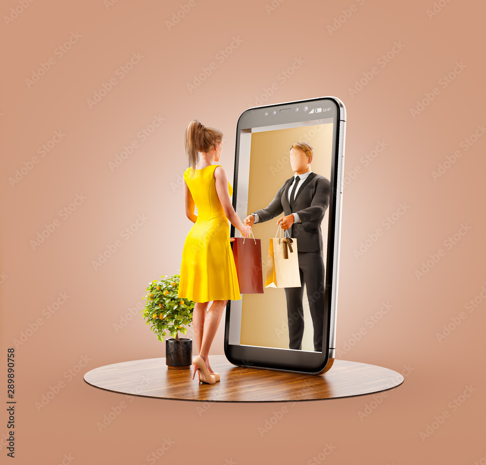 Fotografie Unusual 3d illustration smart phone application