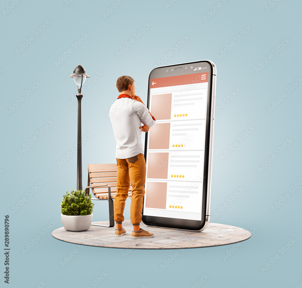 Fotografie Unusual 3d illustration smart phone application