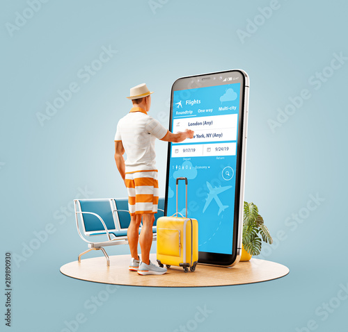 Unusual 3d illustration smart phone application