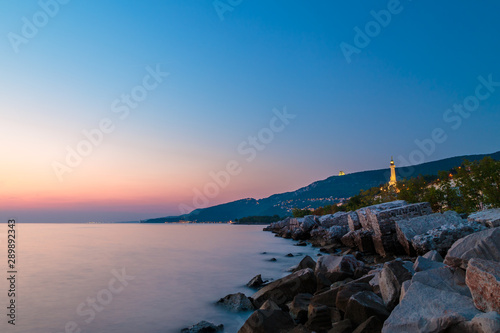 Sunset near the old  lighthouse of Trieste