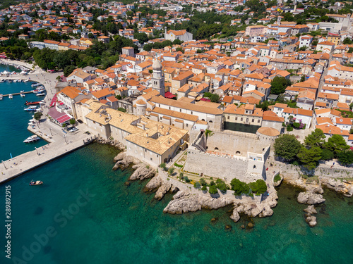 Aerial scene of Krk town on Krk island, Croatia