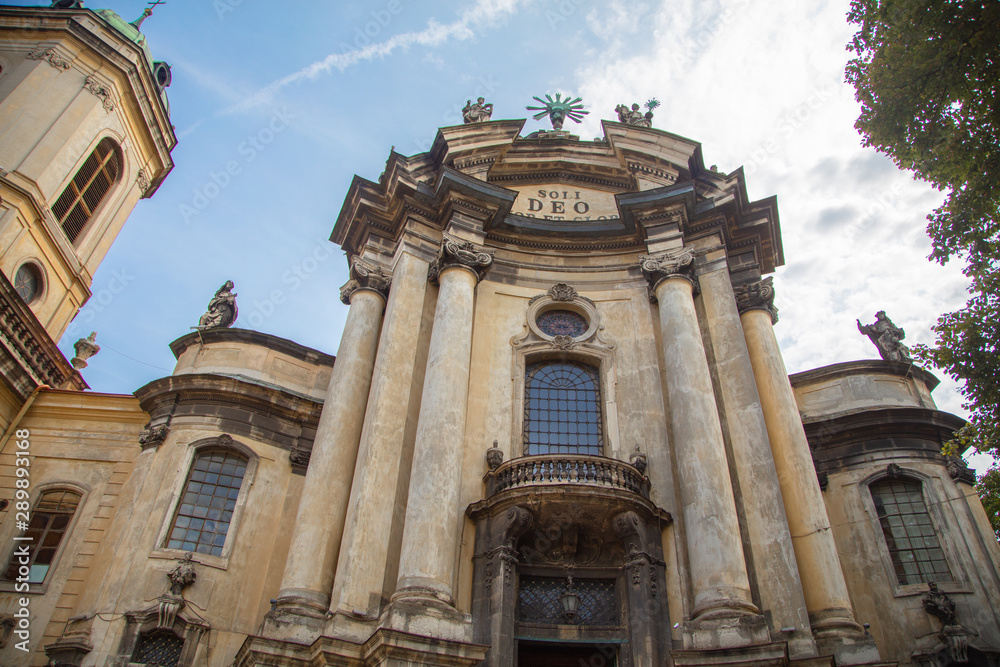 Closeup of Dominican Church in Lviv