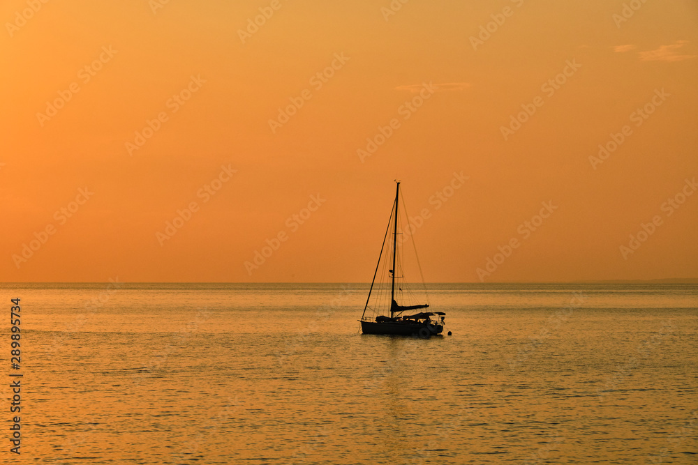 Sunset in Side - sail boat