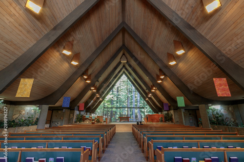 Interiors of the Valley Presbyterian Church. Portola Valley, San Mateo County, California, USA. photo