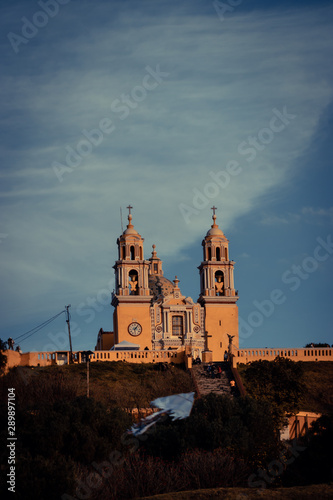 A view of the Cholula's church build over an old pyramid