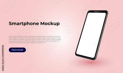 Rotated 3d smartphone mockup template for application presentation