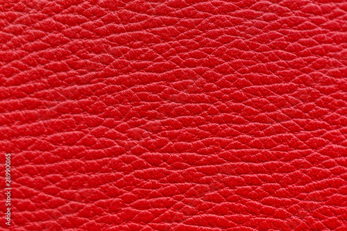 Embossed red leather. Genuine leather surface.