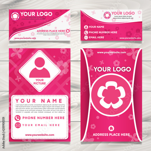 Set of Pink Business Card Vector