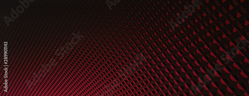 3d ILLUSTRATION, of abstract FUTURISTIC Background, RED METAL MESH DESIGN texture, wide panoramic for wallpaper