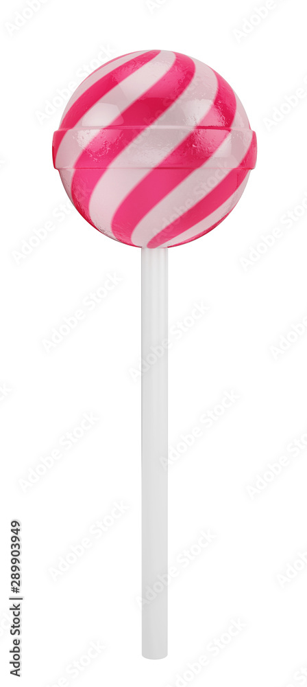 Lollipop - round candy on white stick isolated on white. 3d rendering Lollipop - round candy on white stick isolated on white. 3d rendering