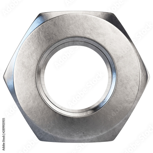 Fototapeta Metal nut isolated on white background. 3d rendering
