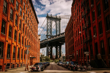 Fotobehang Brooklyn Bridge Manhattan Bridge vanaf Washington Street  © Michal Ludwiczak
