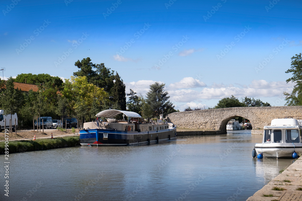 Canal du midi at Capestang, Occitane, France