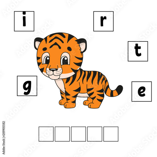 Words puzzle. Education developing worksheet. Learning game for kids. Activity page. Puzzle for children. Riddle for preschool. Simple flat isolated vector illustration in cute cartoon style.