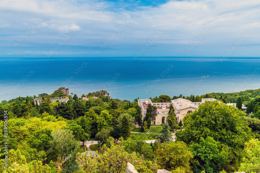 landscape with sea and mountains in Livadia, Crimea
