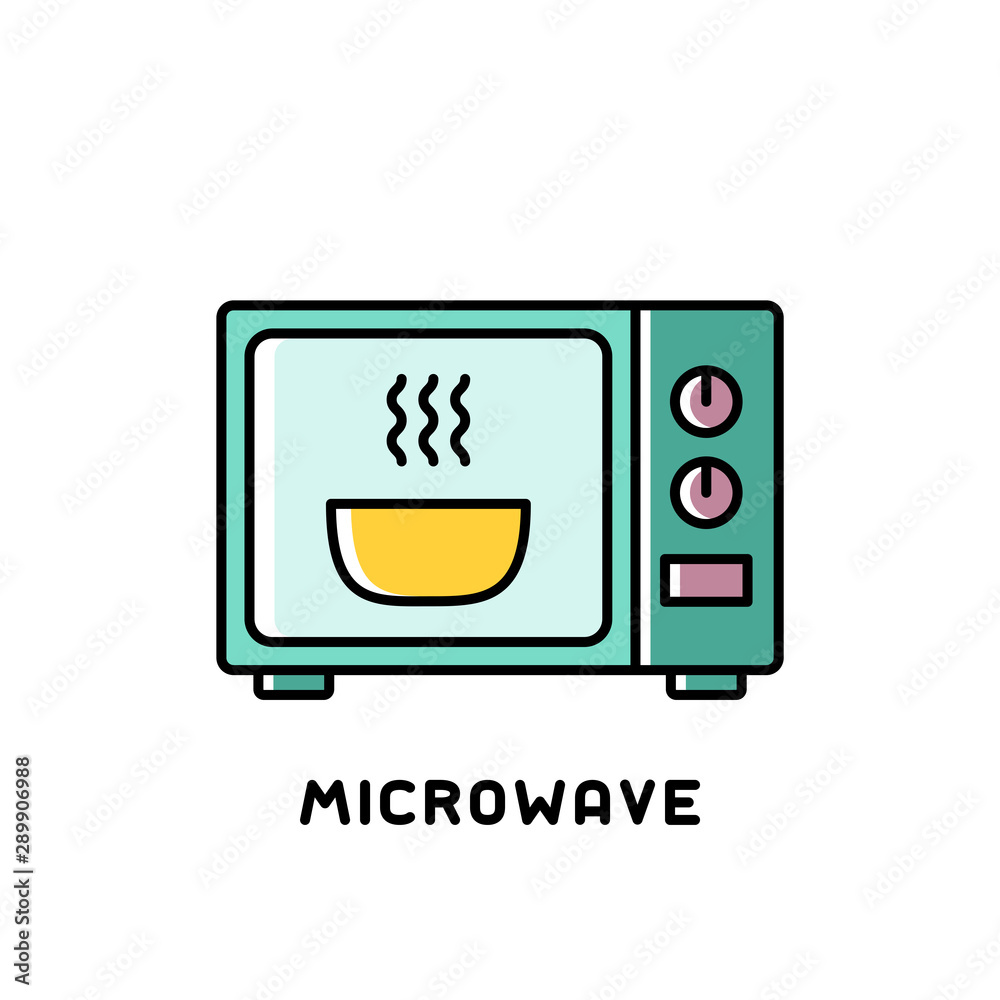 microwave icon in bright contour style microwave icon in bright contour style