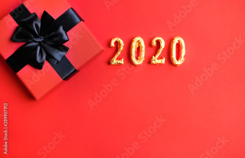 2020 on red background.