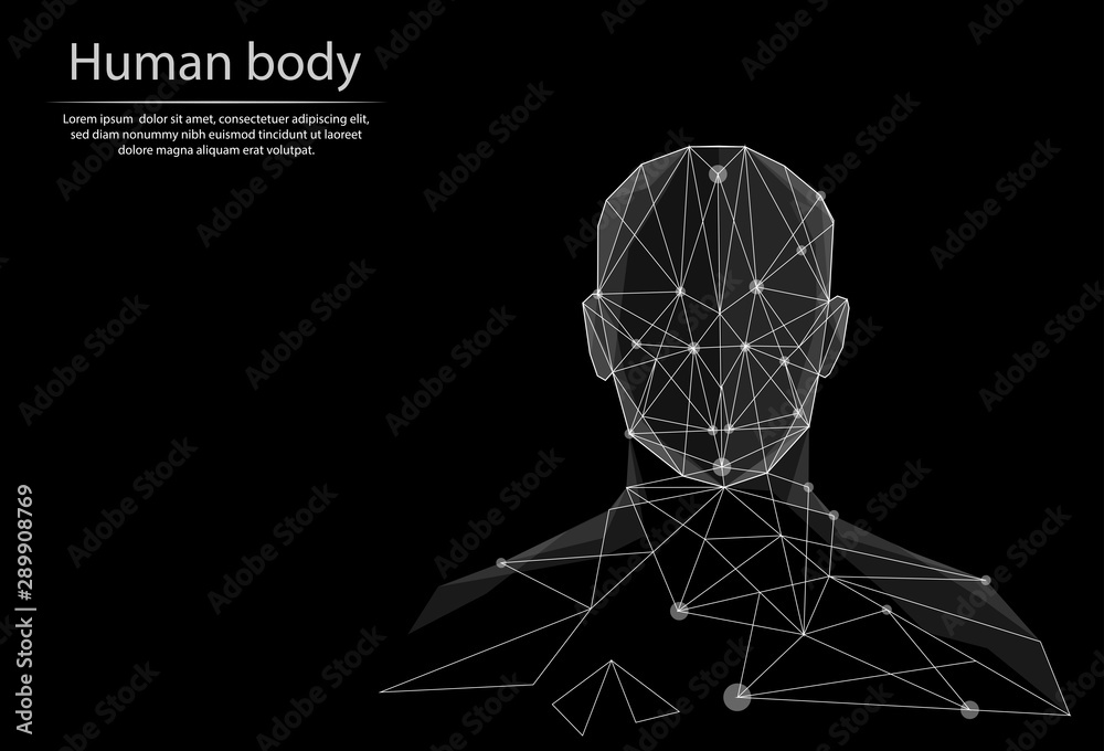 Abstract image human body in the form of lines and dots, consisting of ...