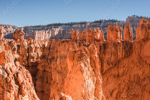 Setting Sun lights up the red rock Formations at Bryce Canyon National Park.