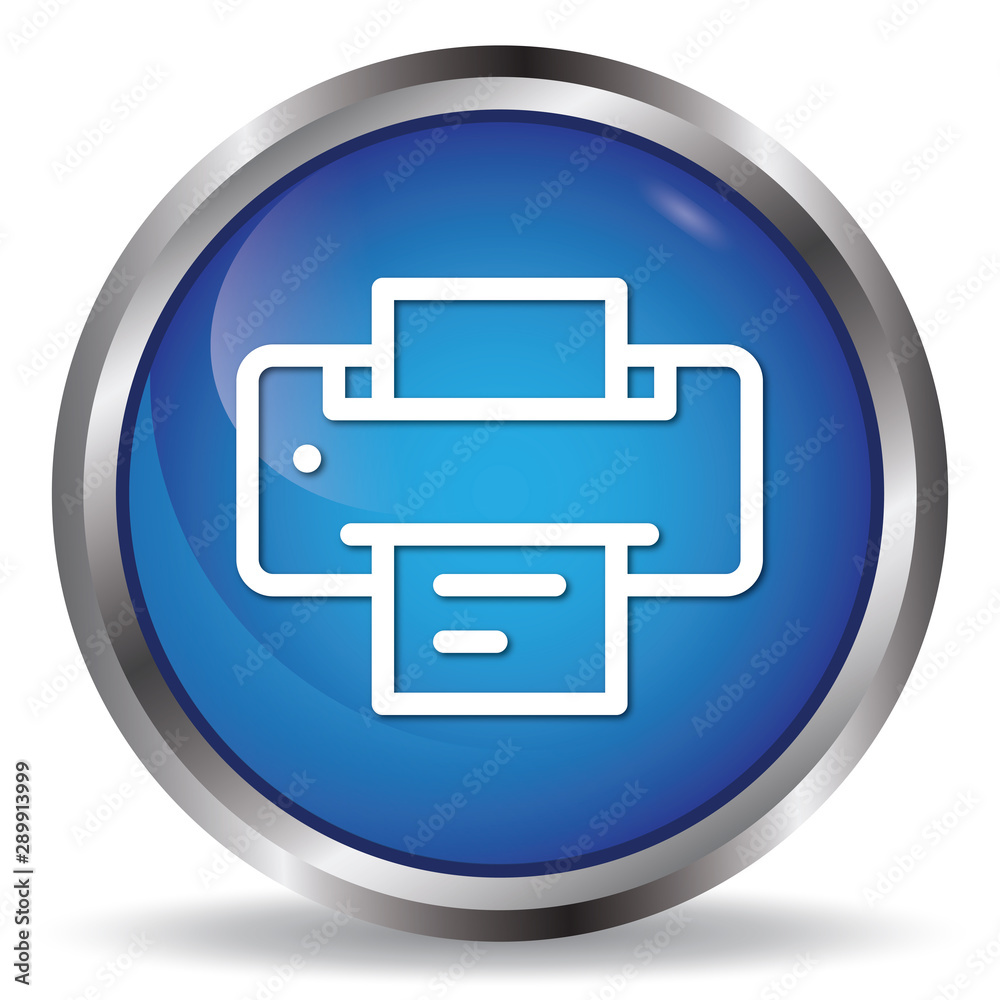 Printer icon blue glossy round buttons Printer icon blue glossy round buttons