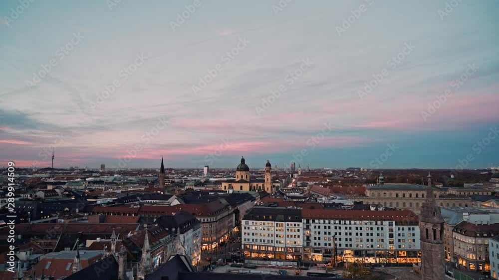 Real time establishing shot of the Theatine Church of St. Cajetan at evening time. The church was built in Italian high-Baroque style. Real time establishing shot of the Theatine Church of St. Cajetan at evening time. The church was built in Italian high-Baroque style.