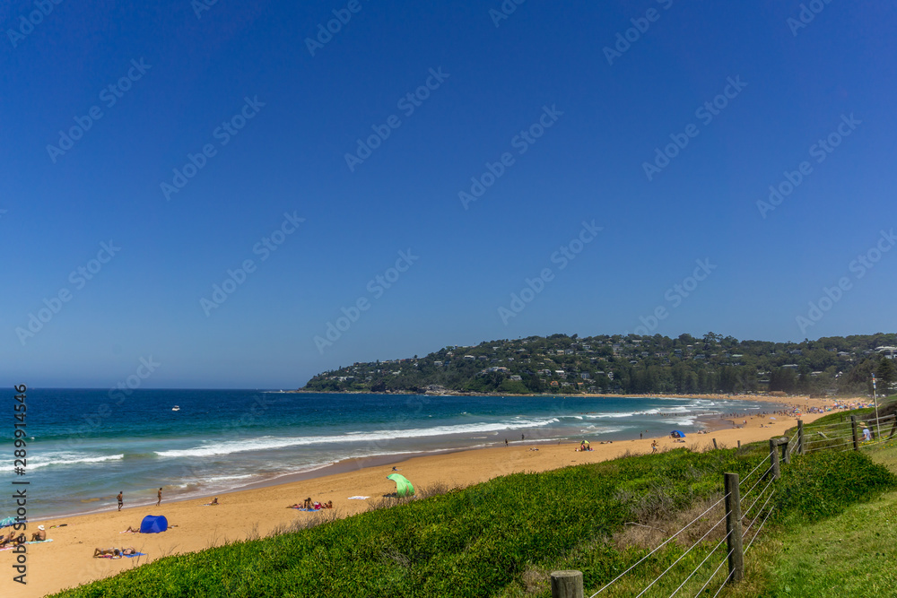 Long sandy beach in Palm Beach, New South Wales, Australia
