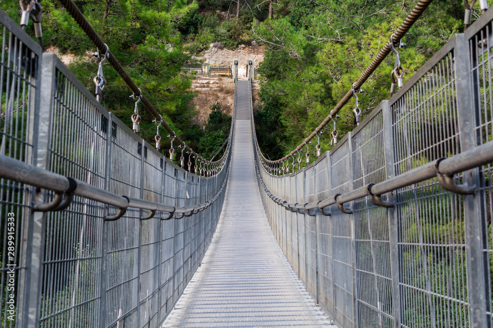 suspension bridge in the park nesher. israel
