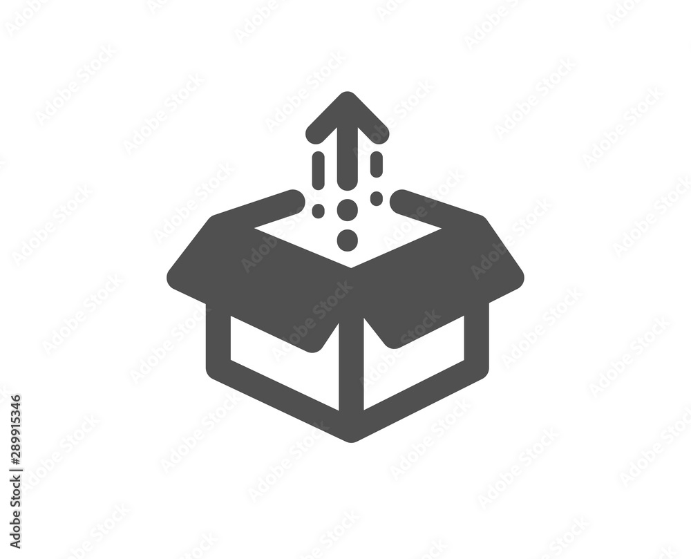 Open delivery parcel sign. Send box icon. Cargo package symbol. Classic flat style. Simple send box icon. Vector Open delivery parcel sign. Send box icon. Cargo package symbol. Classic flat style. Simple send box icon. Vector