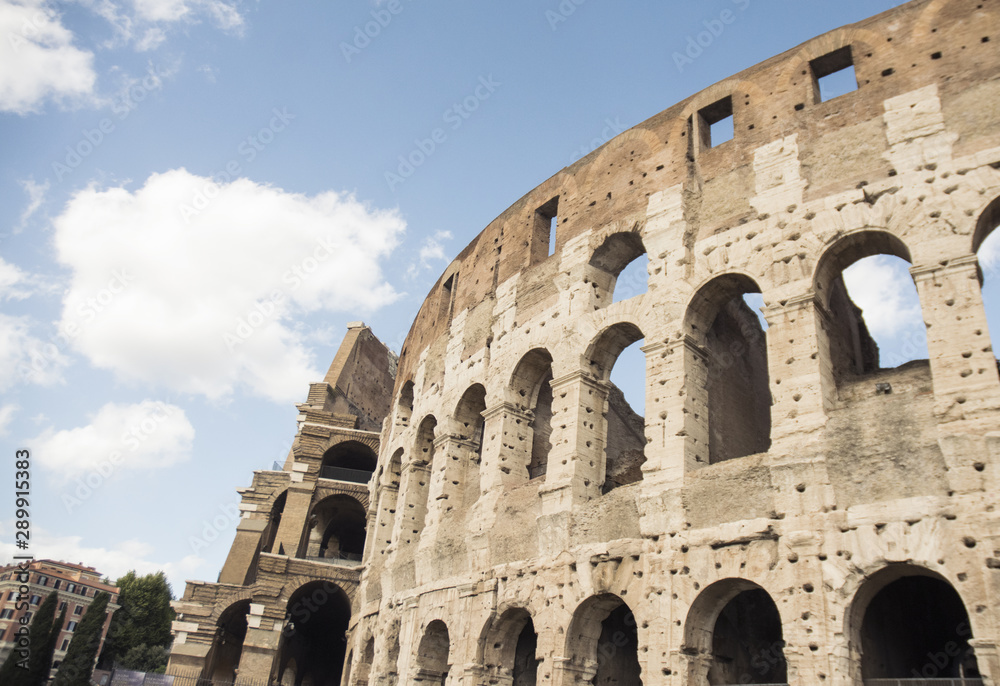 Colosseum of Rome historic monument city emblem