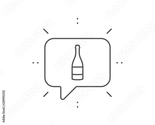 Champagne bottle line icon. Chat bubble design. Anniversary alcohol sign. Celebration event drink. Outline concept. Thin line champagne bottle icon. Vector