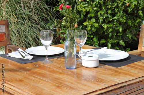 Table setting in a garden