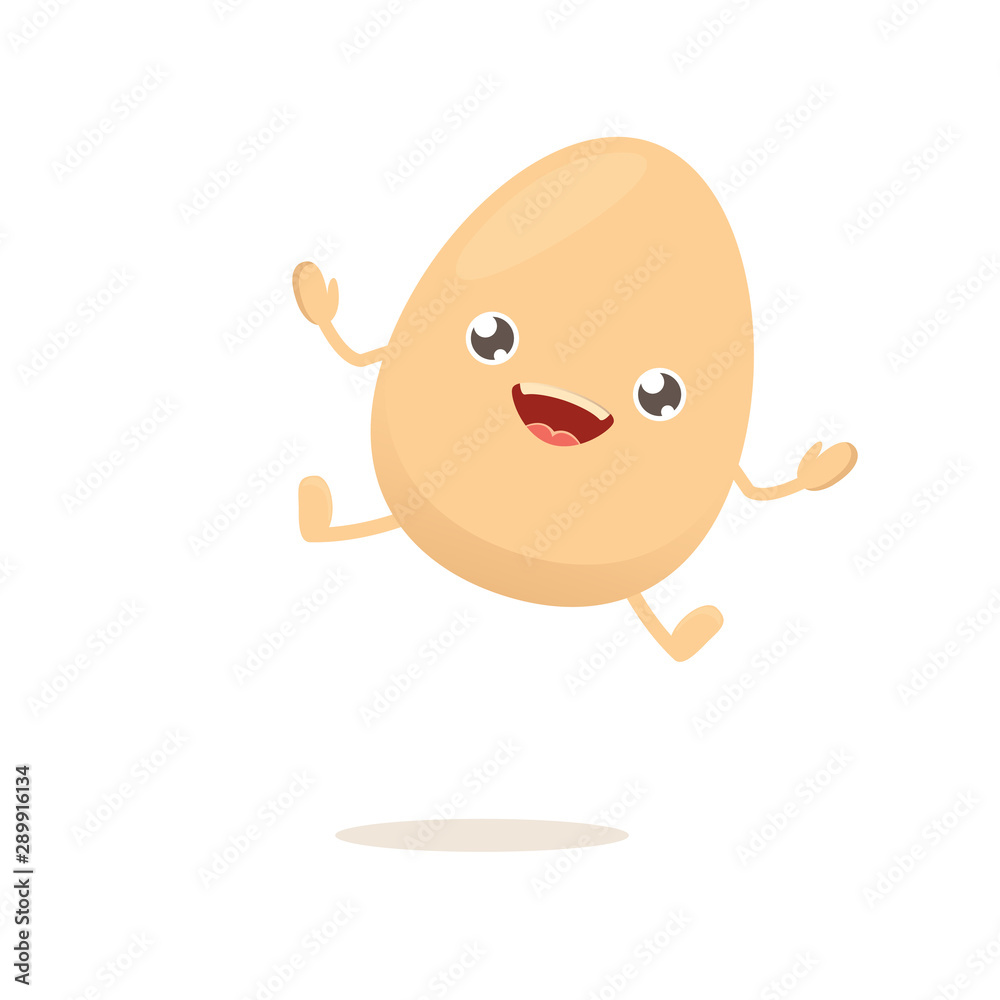 vector funny cartoon cute smiling tiny egg character isolated on white background. Morning food flat funky character on white vector funny cartoon cute smiling tiny egg character isolated on white background. Morning food flat funky character on white