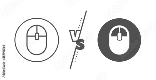 Internet surf device sign. Versus concept. Ð¡omputer Mouse icon. PC equipment symbol. Line vs classic computer Mouse icon. Vector