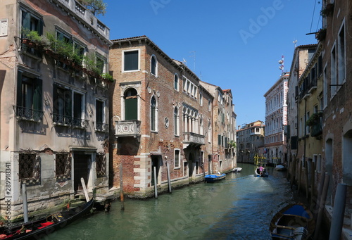 View from the bridge Ponte San Polo on the canal Rio San Polo in Venezia in Italy