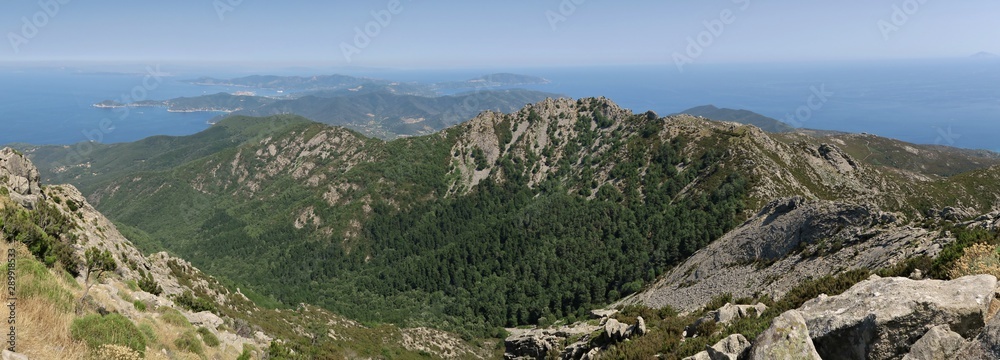East view from the top of Monte Capanne on the island Elba in Italy