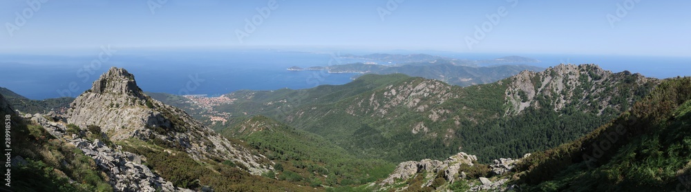 East view from the top of Monte Capanne on the island Elba in Italy