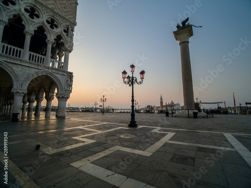 Beautiful sunrise on the San Marco square overlooking the Duccale Palace