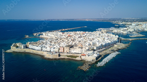 Fototapeta Naklejka Na Ścianę i Meble -  Aerial photo shooting with drone on Gallipoli, famous Salento city on the Mediterranean sea