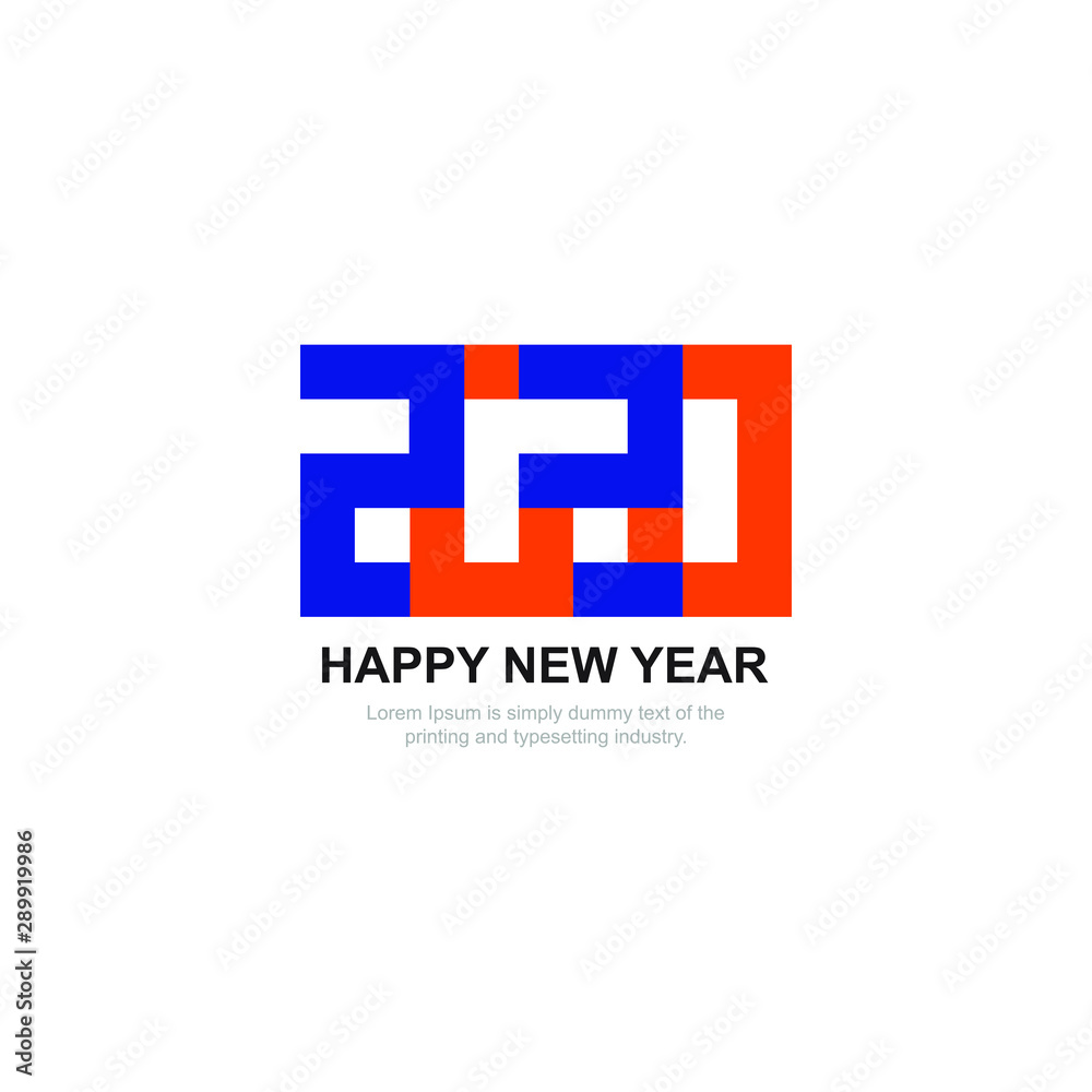Fototapeta premium 2020 happy new year sign. Vector illustration